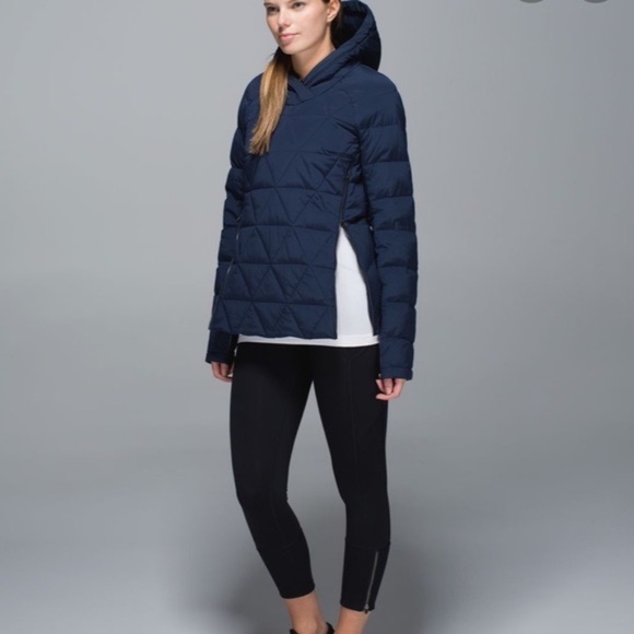 Lululemon Fluffed Up Pullover Hooded Jacket Blue Goose Down - Picture 13 of 13